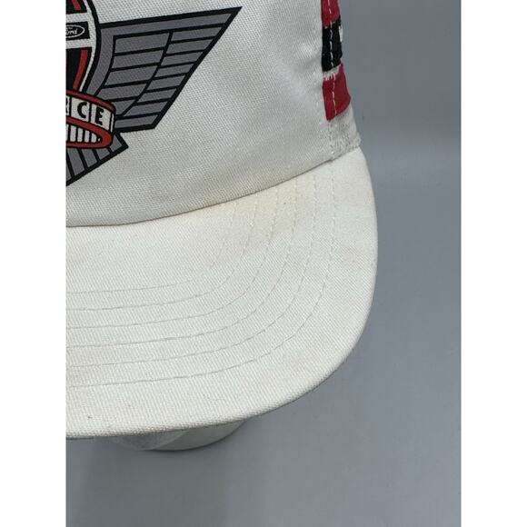Vintage Ford Motorcraft Air Force 3 Stripe Snapback Hat Identity Tag USA Made - Picture 9 of 14